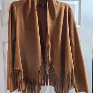 Blu pepper soft suede fringe jacket sz M
